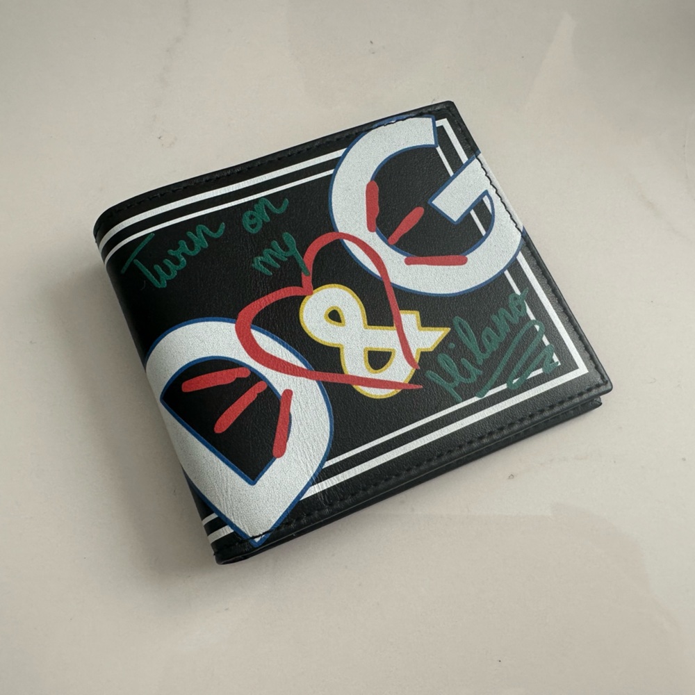 Dolce & Gabbana Black Wallet with Red and Blue Accents - Like New